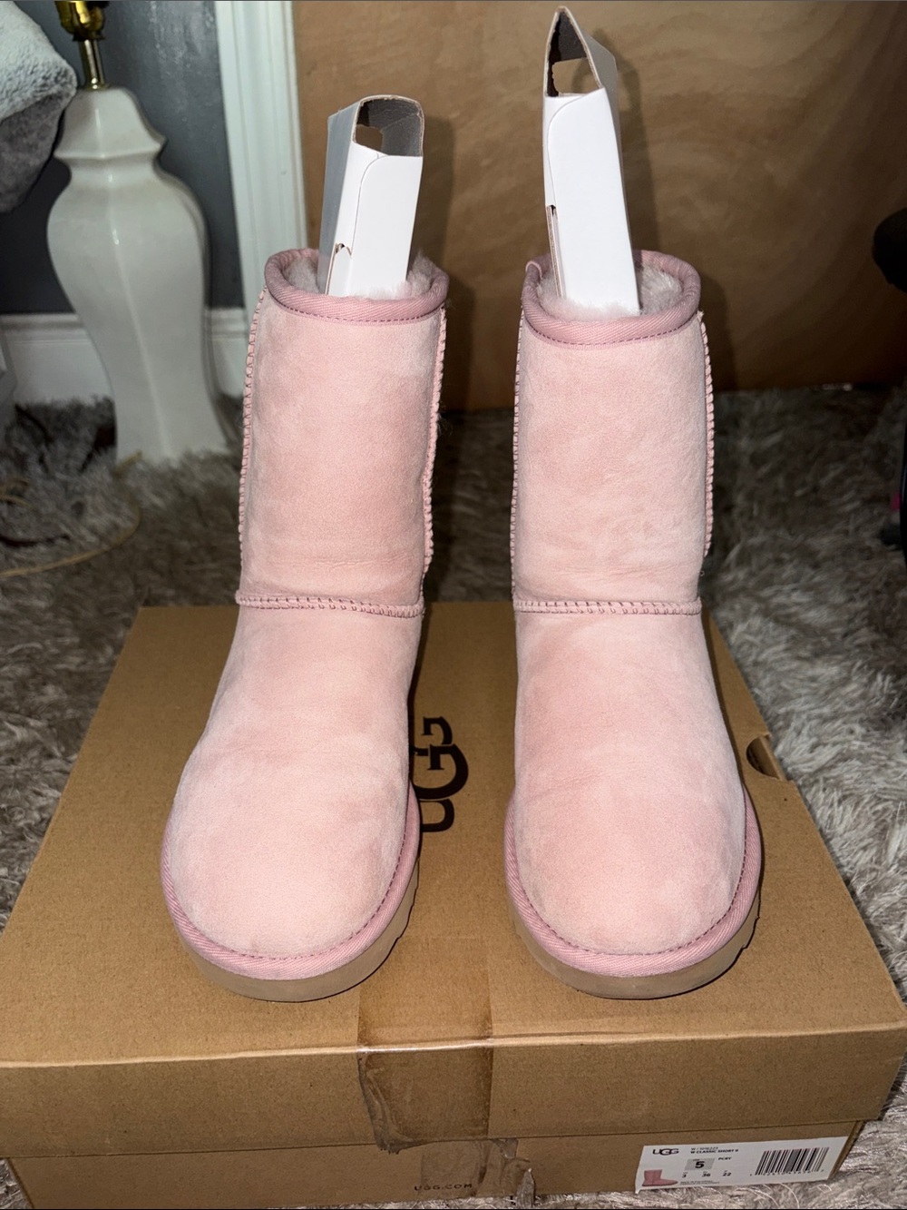 UGG Classic Short Boot — Light Pink Suede